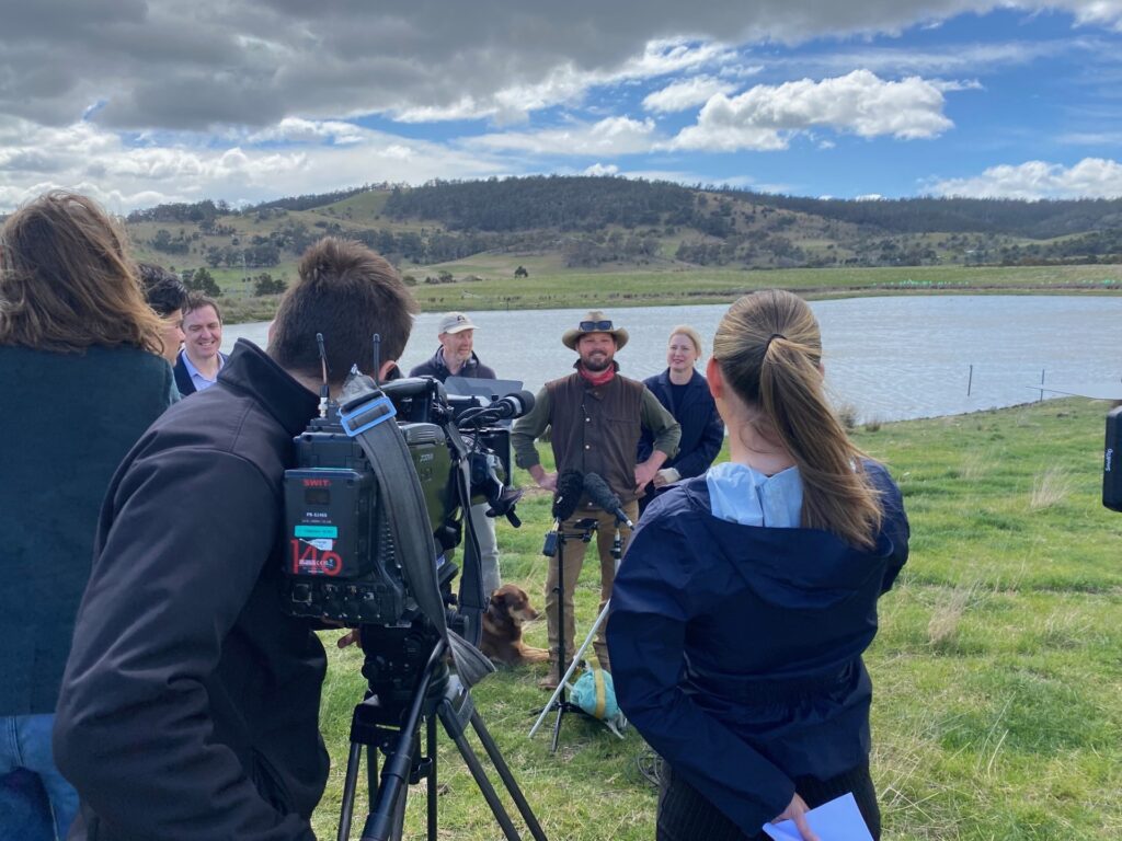 Lachie van Balen speaks to the media